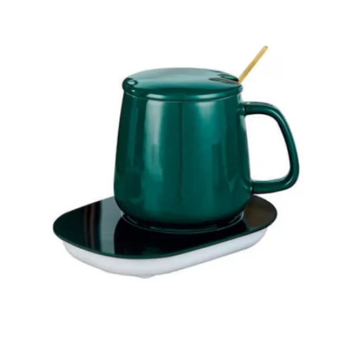 Ceramic Thermos Flask With Heating Function, 220 Volts, 400 Millilitres - Green