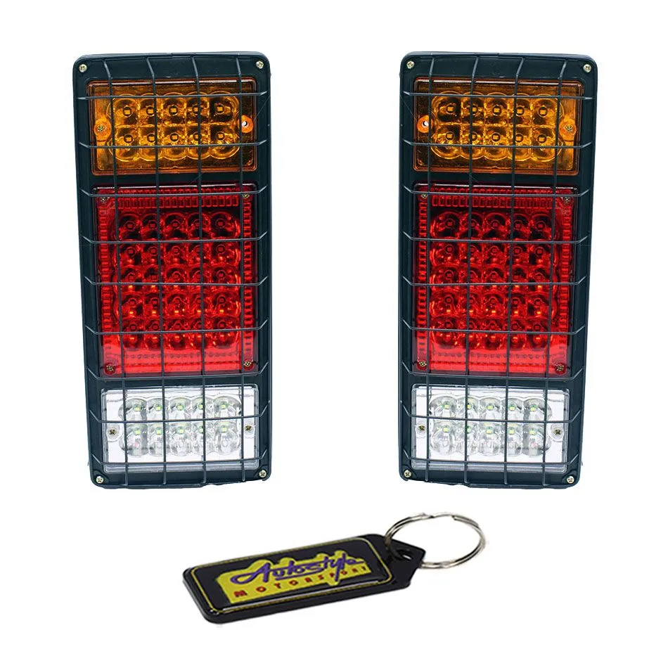 Universal LED Grilled Tailights for Trucks-Bakkies or Trailers Set &Keyring