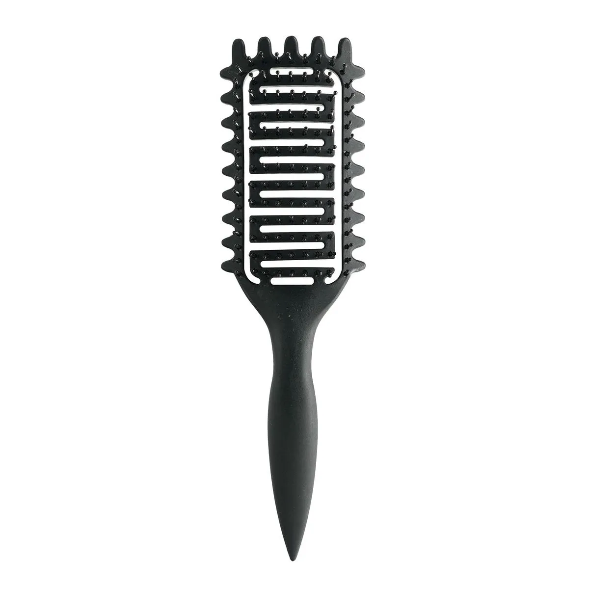 Hair Brush: Curl Defining, Vented, Detangles, Shapes, For All - Black