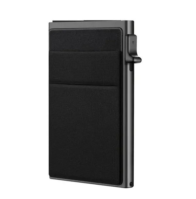 Ultra Slim RFID Pop Up Card Holder With Quick Access Double Pouch - Black