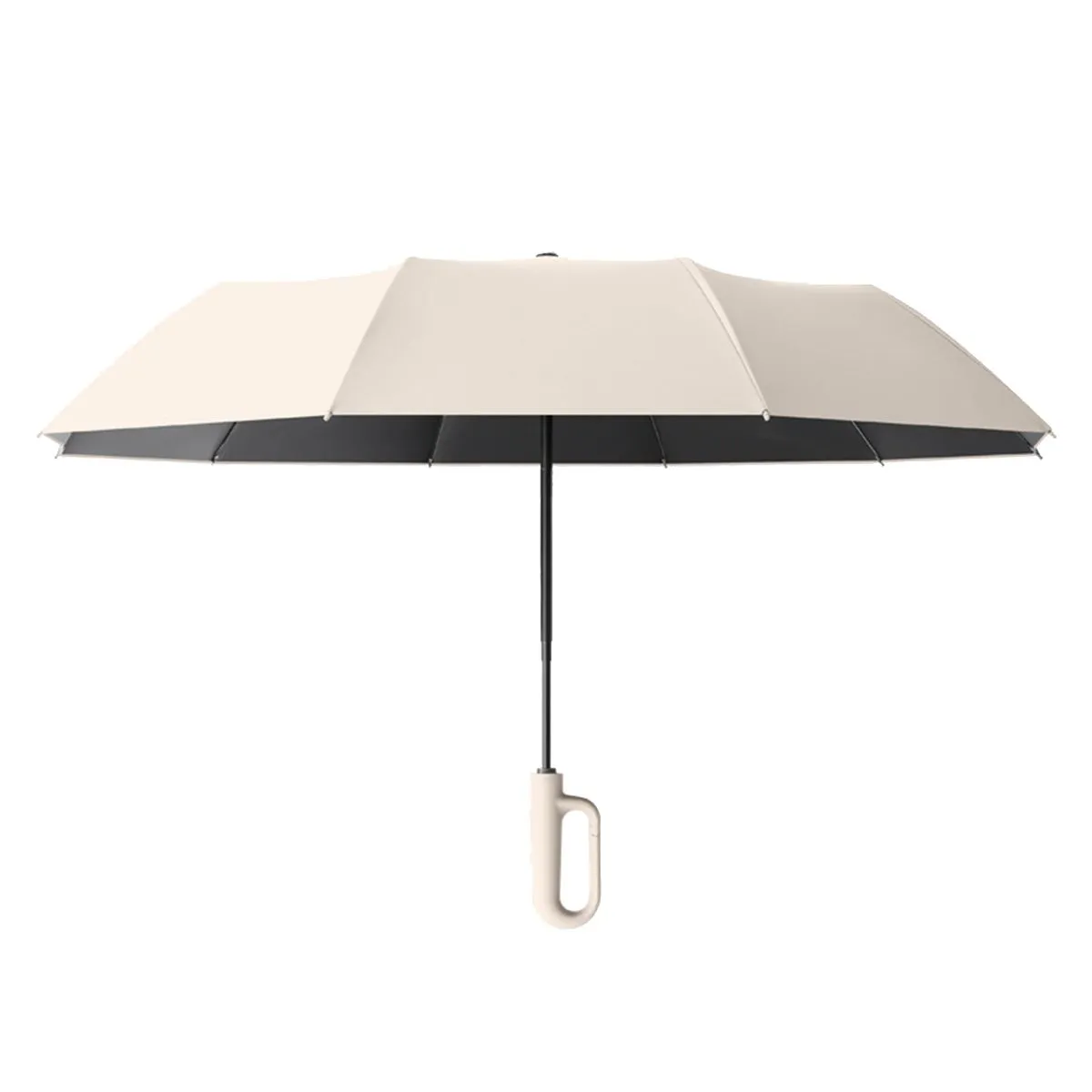 Folding Umbrella Automatic Sun Umbrella Windproof Suitable for 2-3 People - Beige