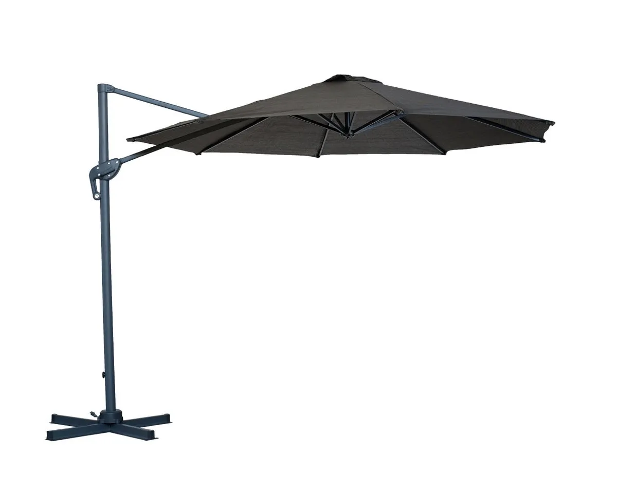 Kalahari Cantilever Patio Umbrella | 3m Canopy with Aluminium Side Pole - Charcoal