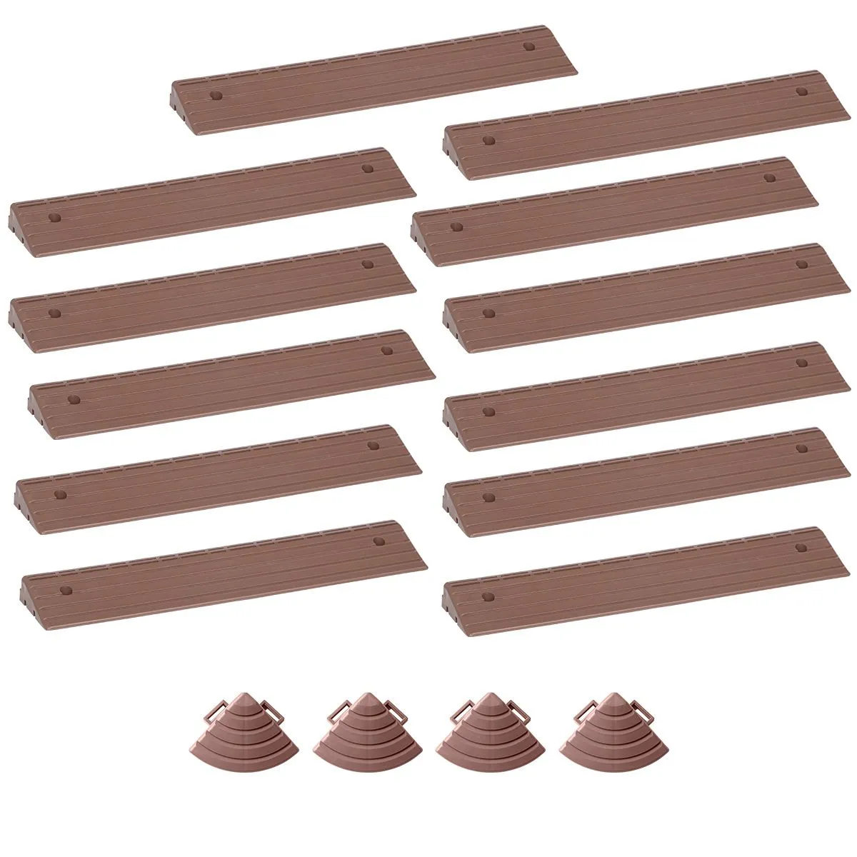 Outdoor DIY Decking Tile 9pcs x 300mm x 300mm - Brownish red-Reducer
