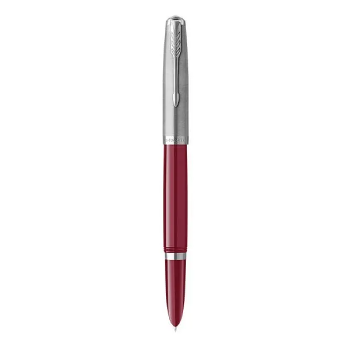 PARKER 51 Fountain Pen - Burgundy Chrome Trim Fine Nib (Black) Gift Box