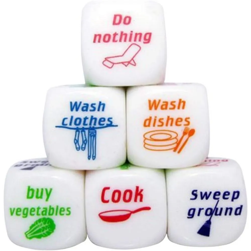 Household Dice Set 20mm Decision Maker for Fun Chore Distribution Game