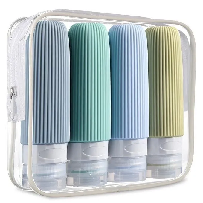 Travel Bottle for Toiletries 100ml Leak Proof Refillable Silicone Container - Blue, Green