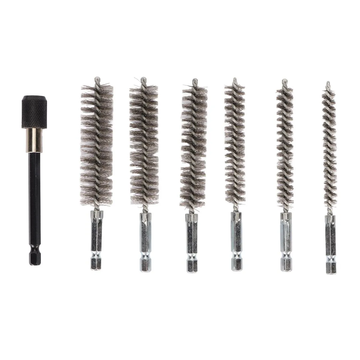 7-Piece Steel Bore Brushes - Drill Attachment Set