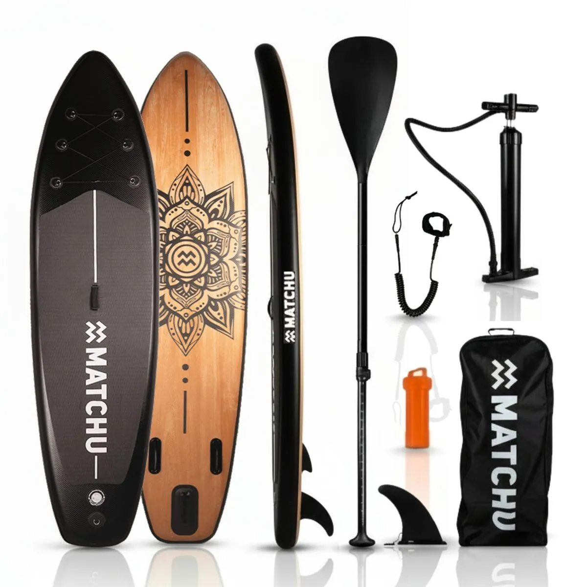 MATCHU SUP Board Wood Mandala design 10'6" Inflatable Stand Up Paddle Board