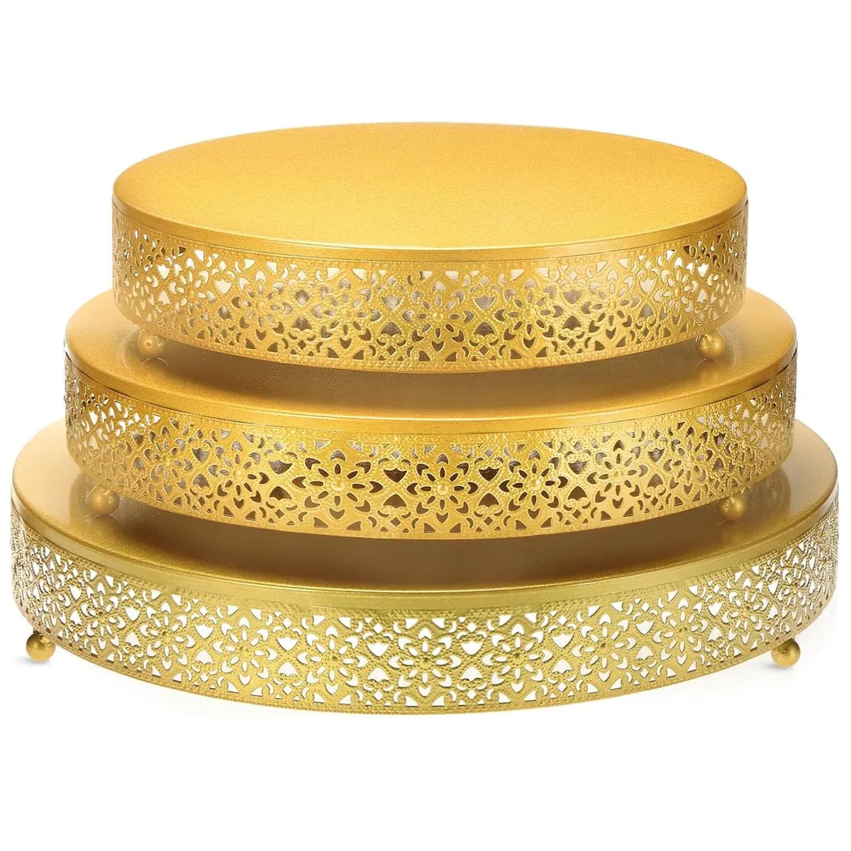 3 Pack Cake Stands, Metal Cake Stands, Dessert Display Dessert Plate - Gold