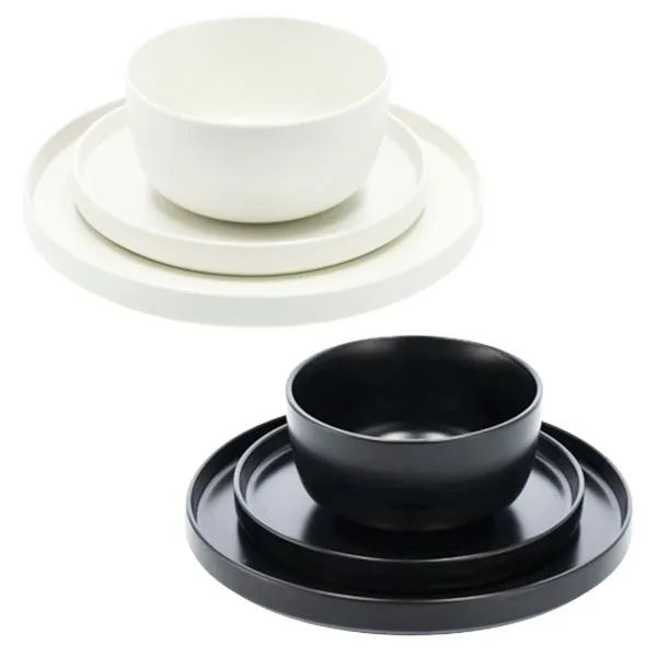 Aura 12 Pieces Dinner Set - Black