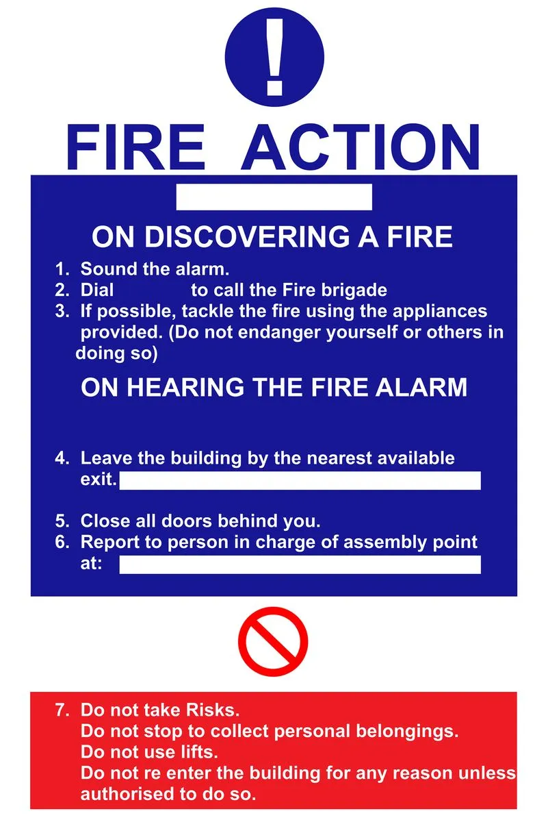 Fire Action On Discovering A Fire 60x80cm Sign.