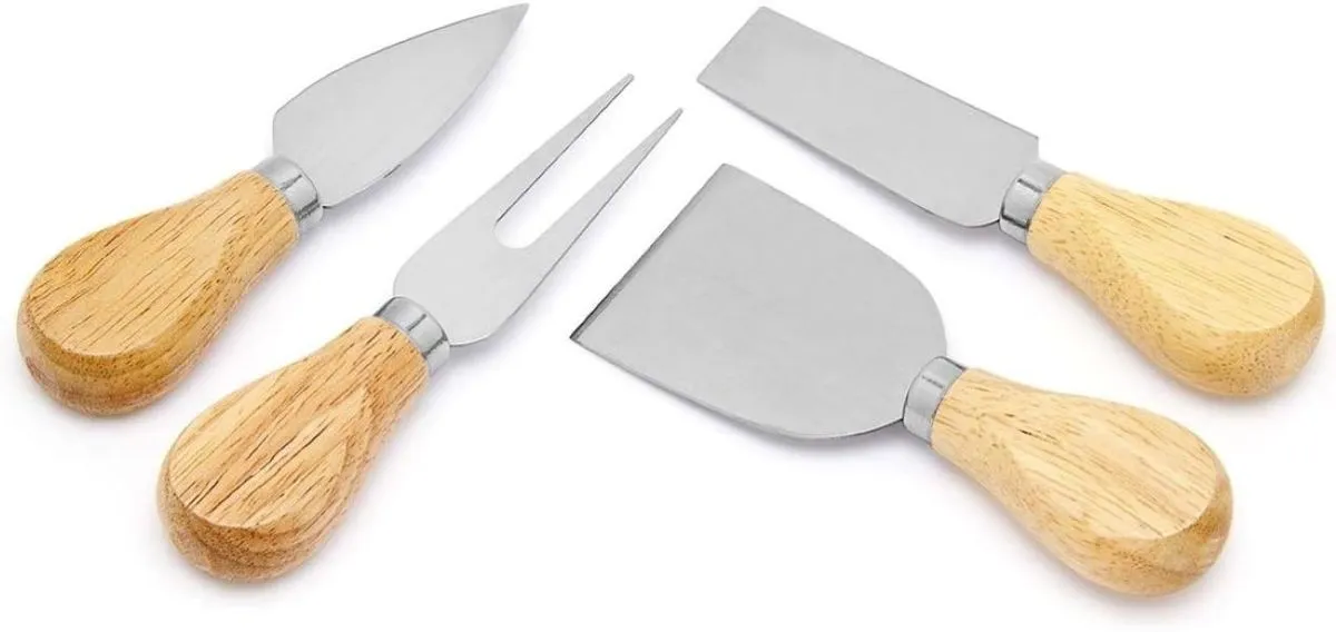 4-Piece Stainless Steel Cheese Knife Set with Timber Handles - CLKN