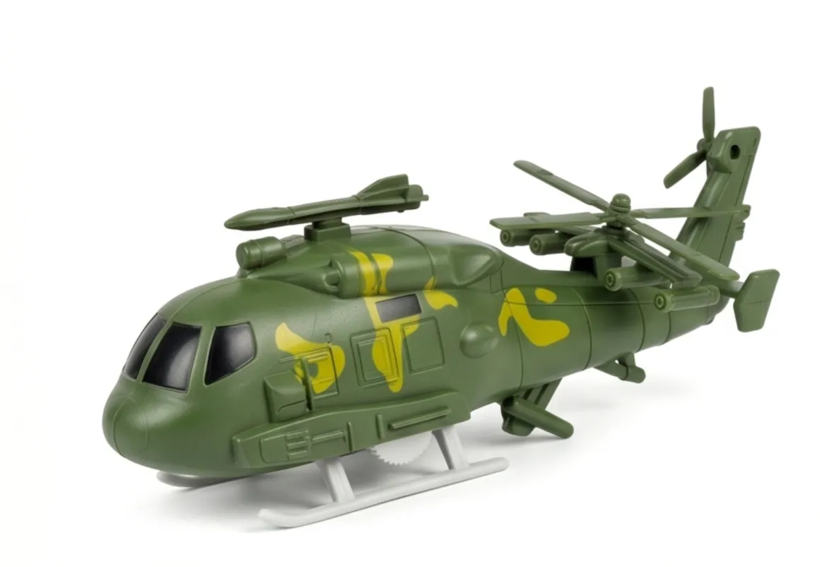 Camouflage Military Helicopter Toy, Push-and-Go Action Aircraft