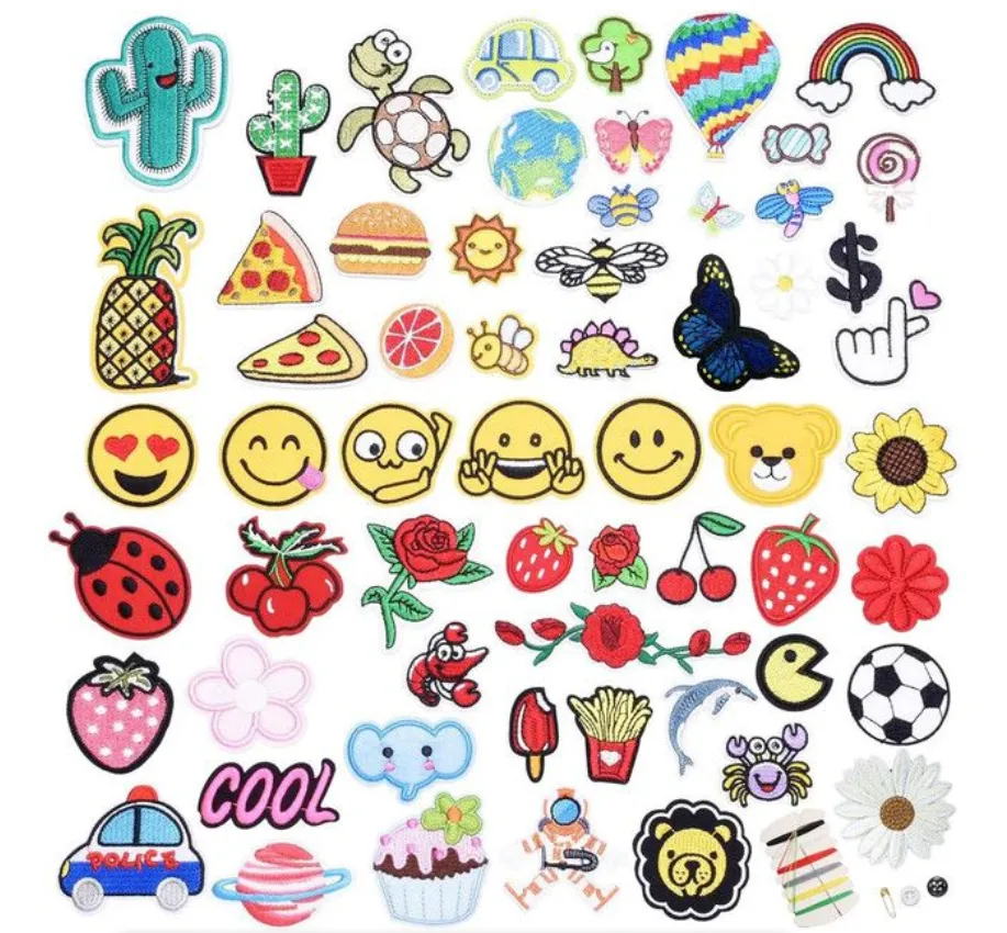 60 pcs Embroidered Patches Bulk for DIY, Sew On/Iron On, DIY Accessories
