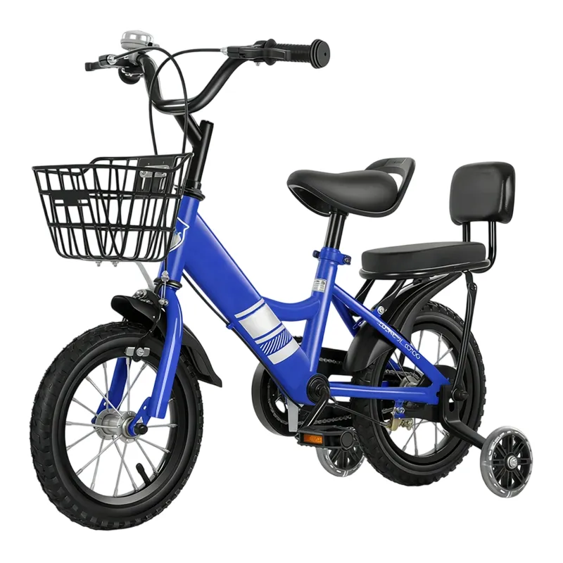16-Inch Kids Bicycle with Flashing Wheels, Training Wheels-Dark Blue