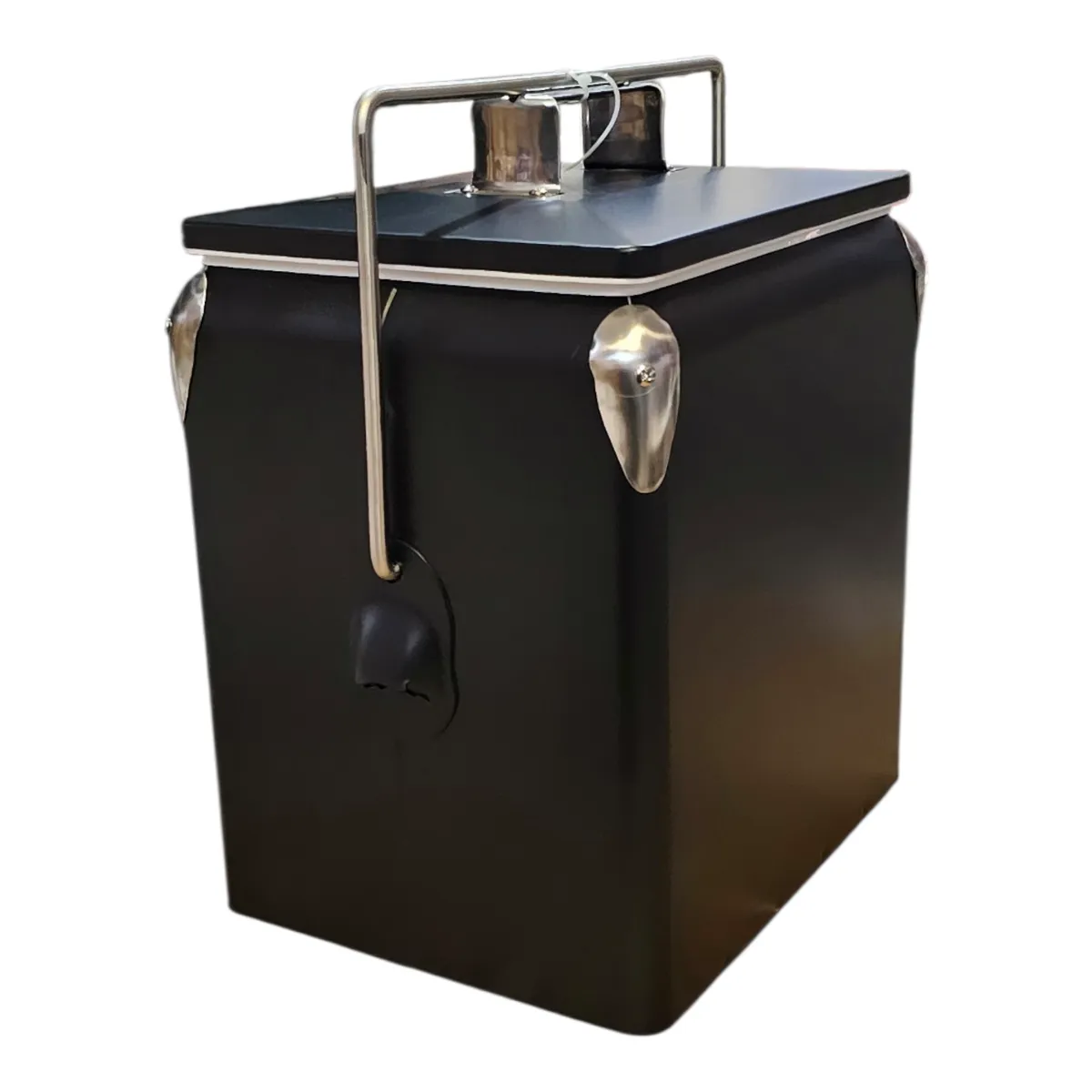 Noni Luxe 13L Metal Portable Cooler Box/ Modern Glossy Ice Storage Box - Black