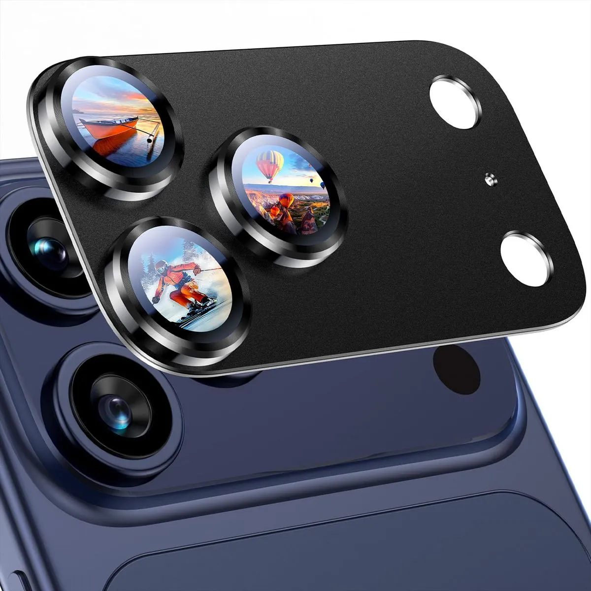 Compatible with iPhone 17 Pro Max Camera Lens Protector + Tempered Glass - Black