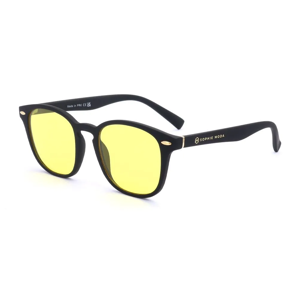 Sophie Moda Glasses: 80% Anti-Blue Light Night Vision - Adattare - Black