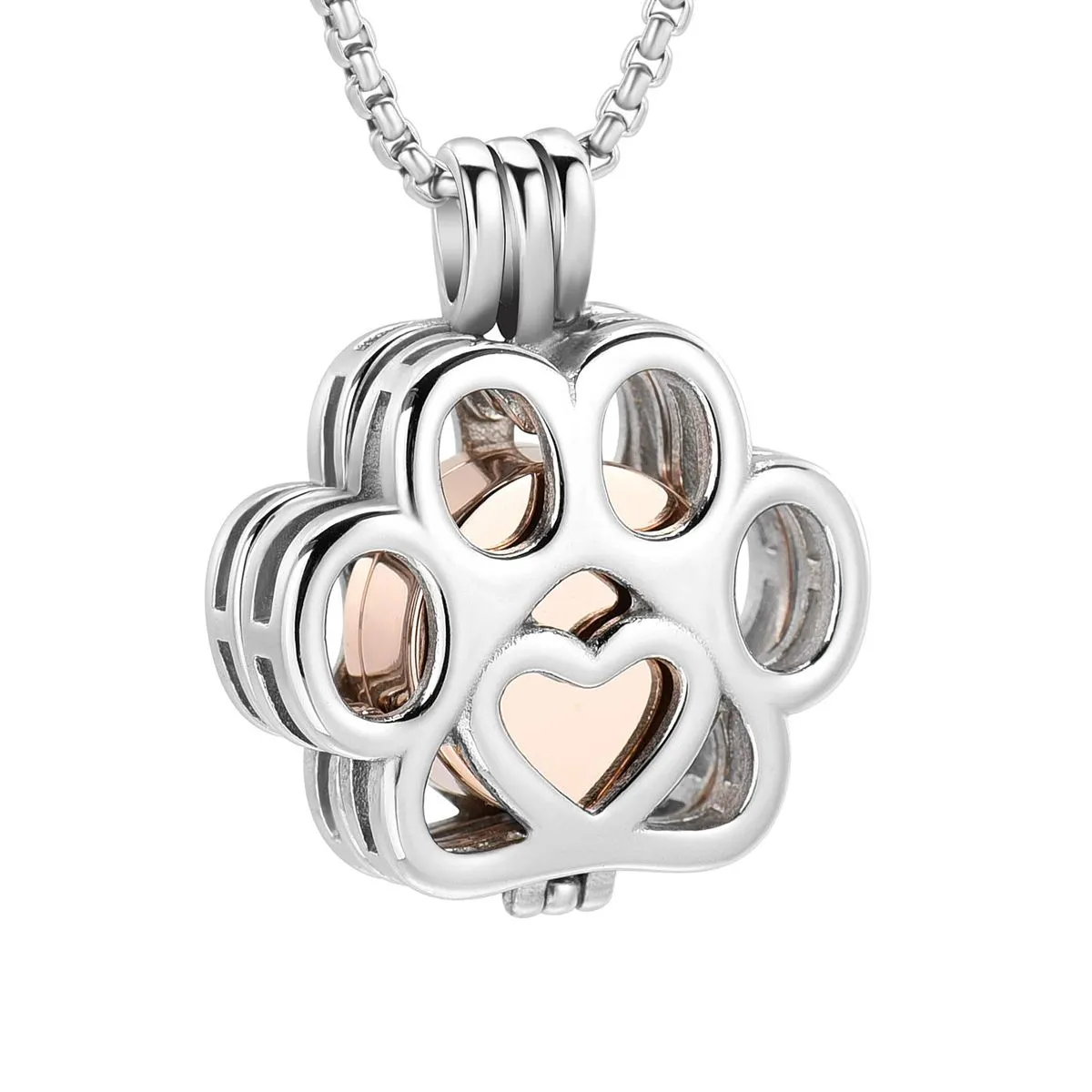Dog Cat Paw Jewellery for Ashes Stainless Steel Memorial Necklace