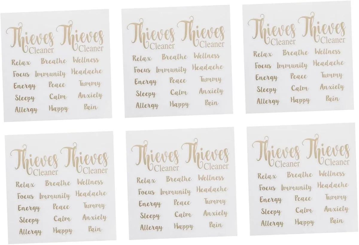 6 Sheets Essential Oil Bottle Stickers Adhesive Sticker Labels Makeup