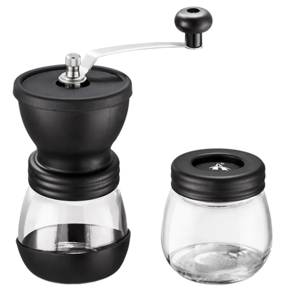ALANES Manual Coffee Bean Grinder with Ceramic Burrs and Glass Jar