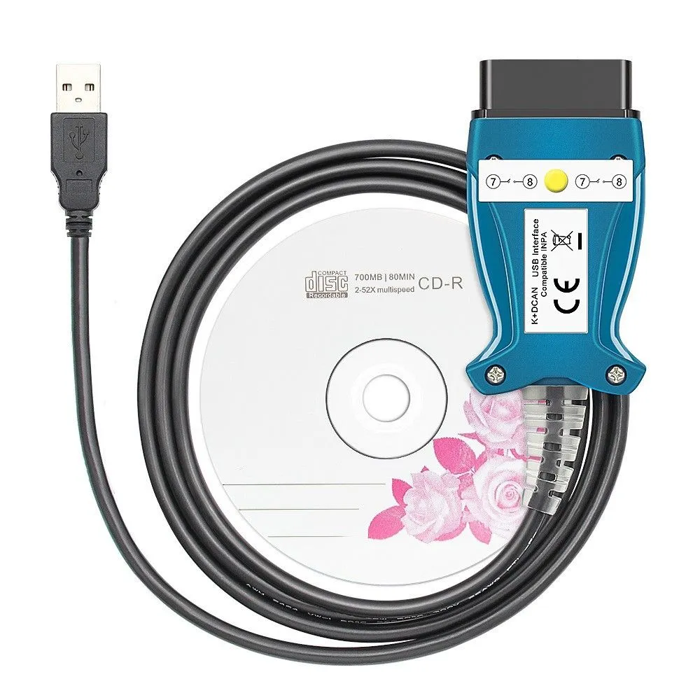 Inpa K+dcan USB Diagnostic Cable Compatible With Bmw, Full Obd2 Diagnostics - Blue