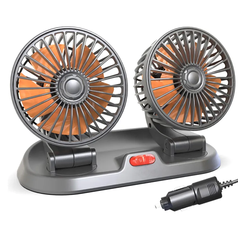 24V Car Fan Double Head Fan Portable Auto Cooling Compatible with Universal