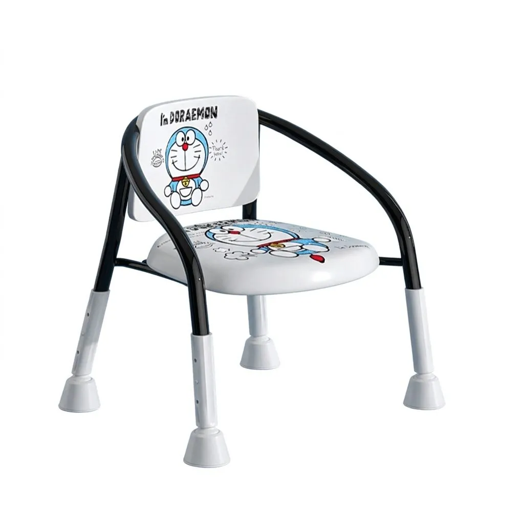Kids Cartoon Chair with Backrest and Arm Support - Black