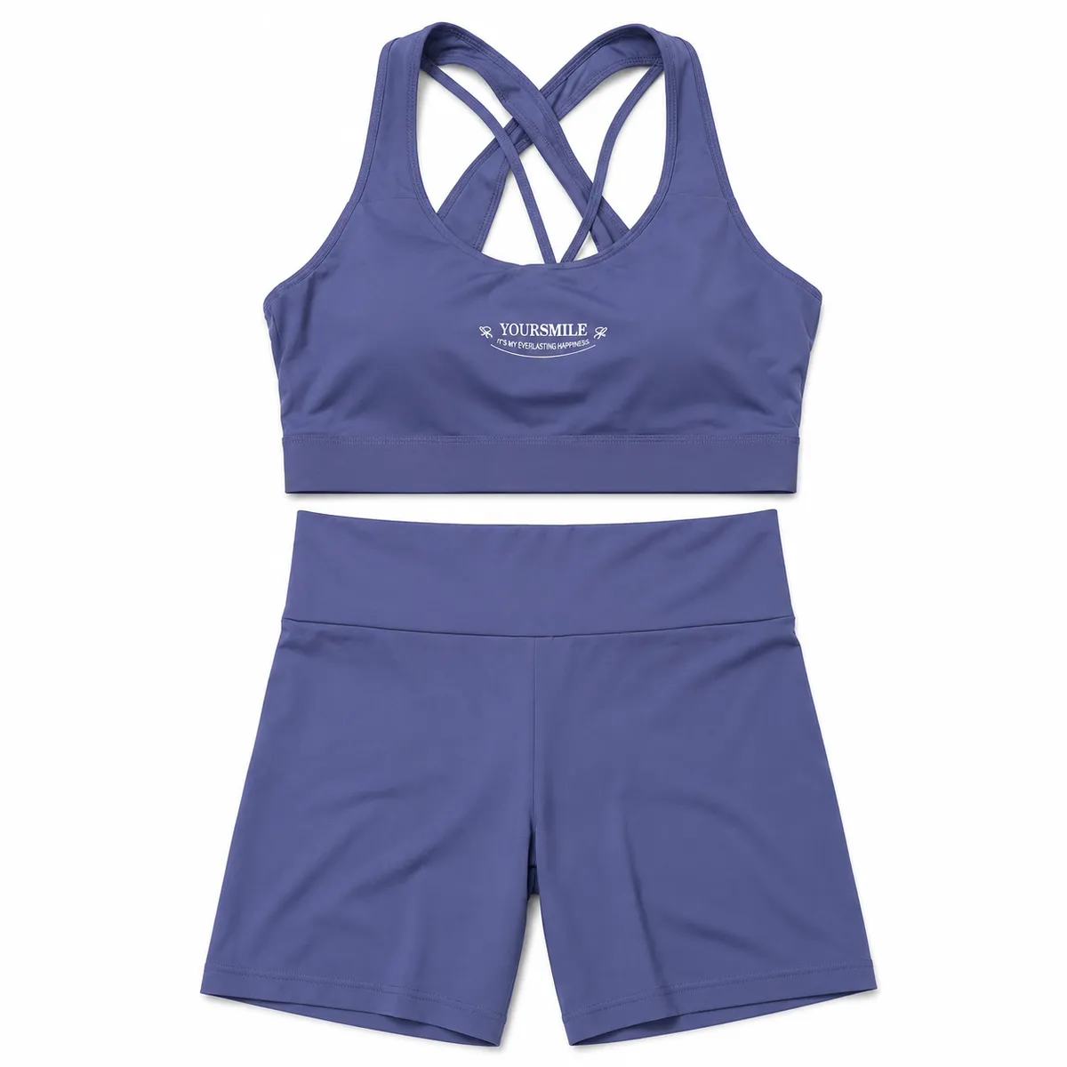 Women's 2-Piece Workout Set Sports Bra & Shorts Free Size - Blue