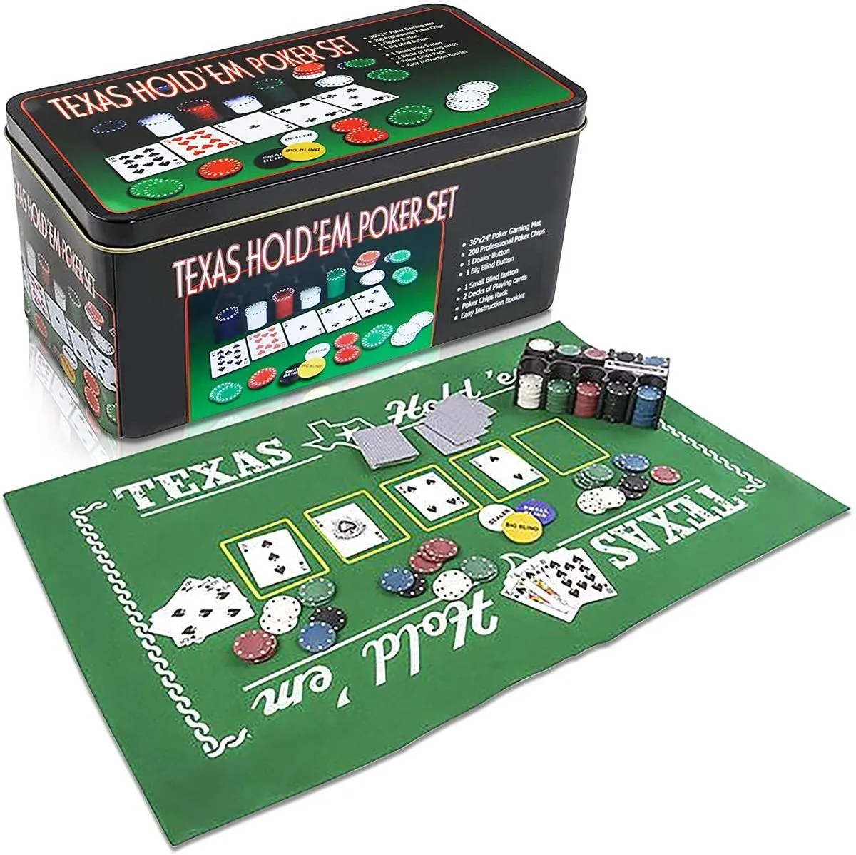 Texas Holdem Poker Game Set - 200 Piece Chips
