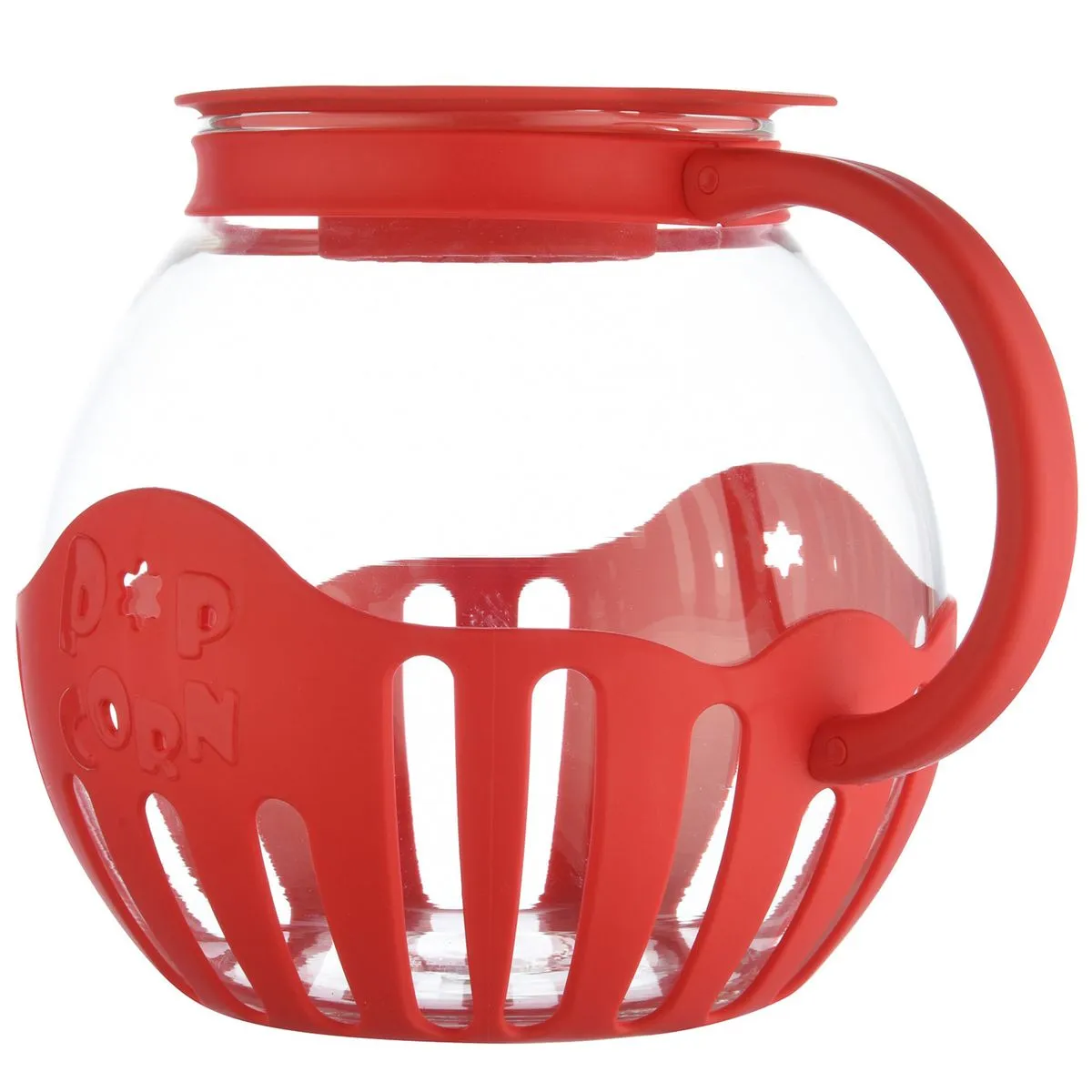 Microwave Popcorn Popper with Temperature Safe Glass - Red