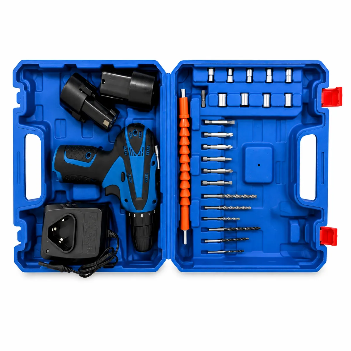 Cordless Screwdriver Drill Set, Bits, Sockets & Carry Case