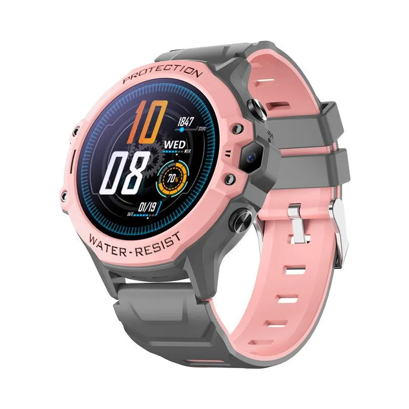 Pink K55 Kids 4G Video Call Smartwatch GPS SOS IP67