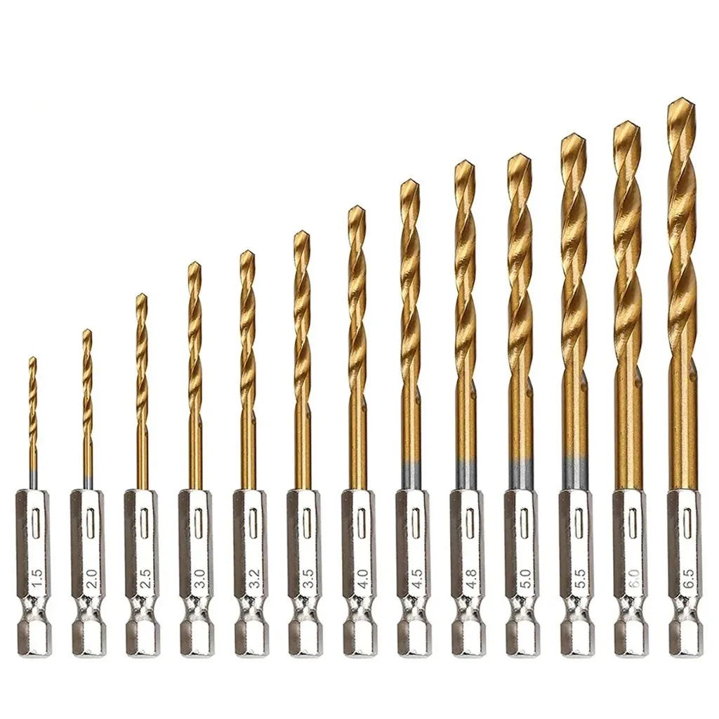 Drill Bit Set Hex Shank 1.5-6.5mm 13 Pieces