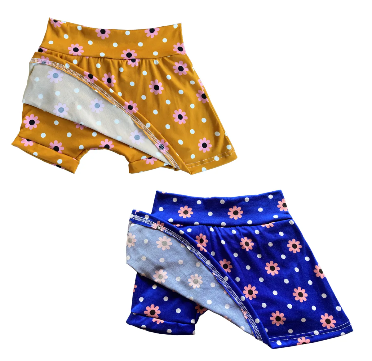 Baby /Toddler/Kids Skort Combo -Mustard Floral& Blue Floral
