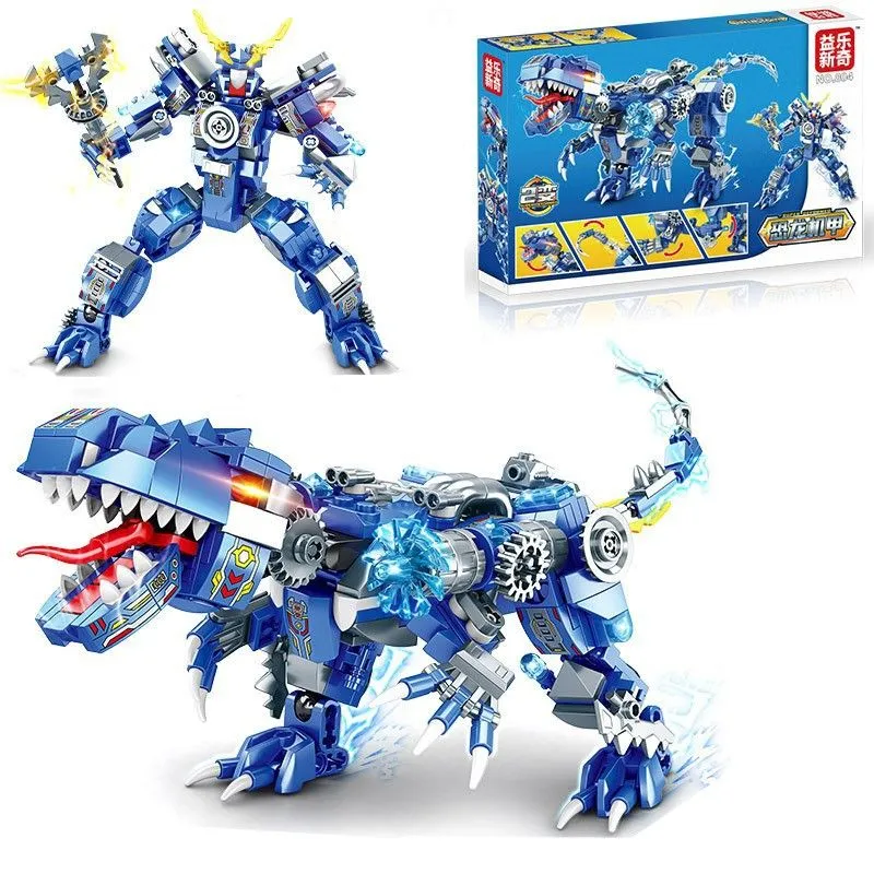 Children's Toy Dinosaur Transforming Building Blocks - Blue