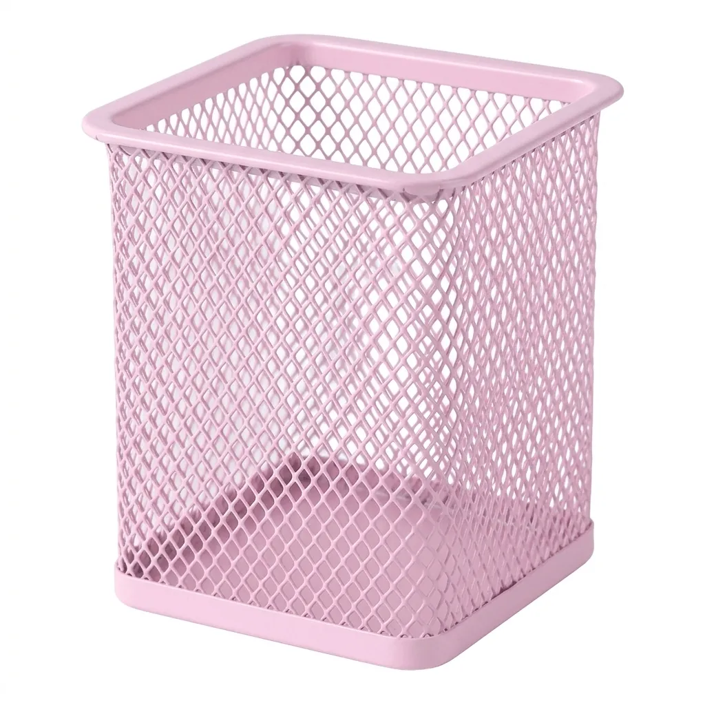 Square Mesh Desk Organizer Pen Holder - Pink