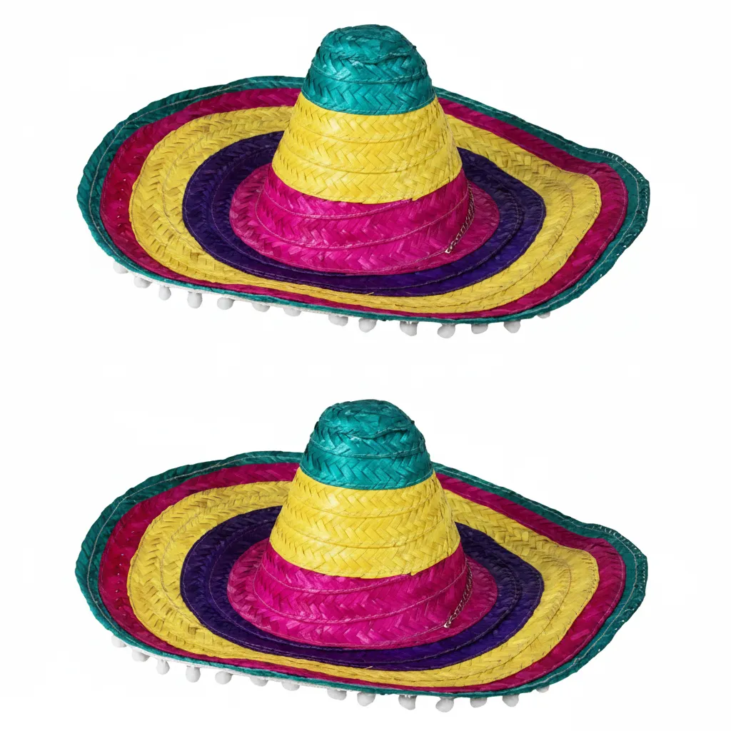 Crazy Party Mexican Sombrero Hat for Adults - Vibrant Colors - 2 Pack