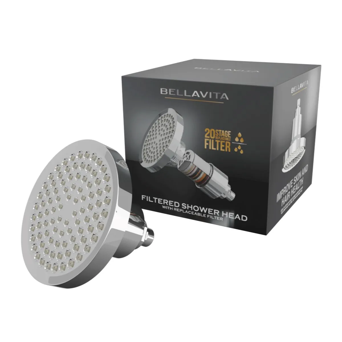 Bellavita Filtered Shower Head with 20-Stage Filtration - Chrome