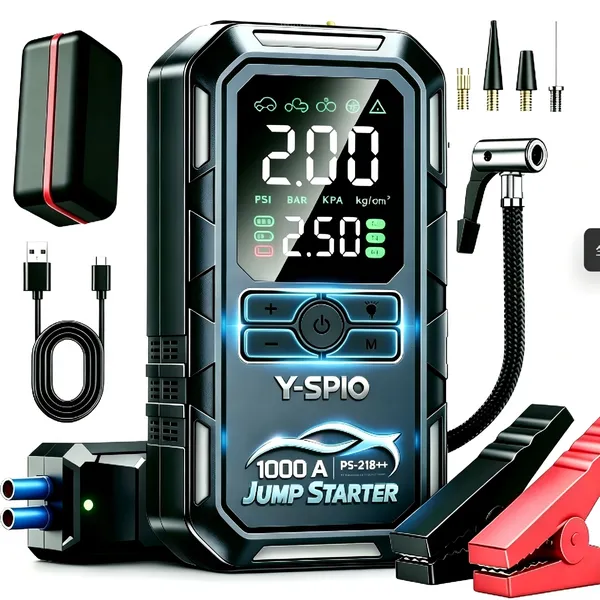 4-in-1 Smart Jump Starter Jump Leads Air Compressor Powerbank Light Y-SPIO