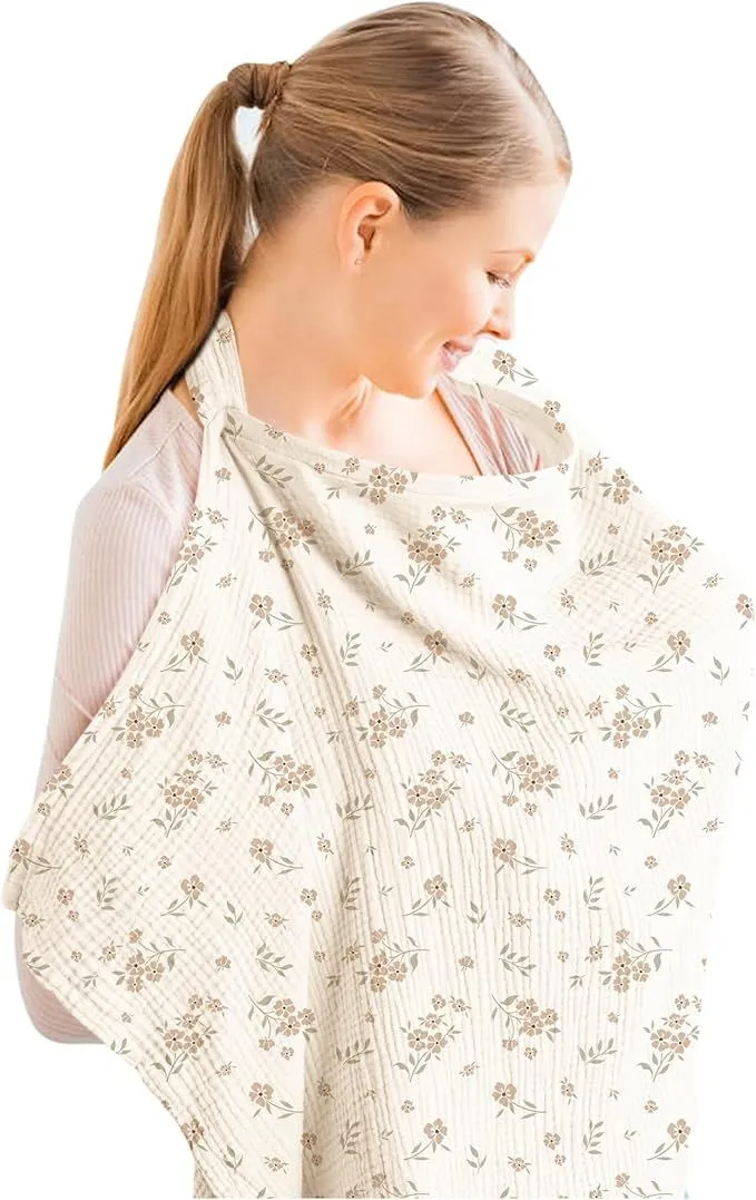 MXZXBXZ Muslin Nursing Cover for Baby Breastfeeding Nursing Apron - Blossom