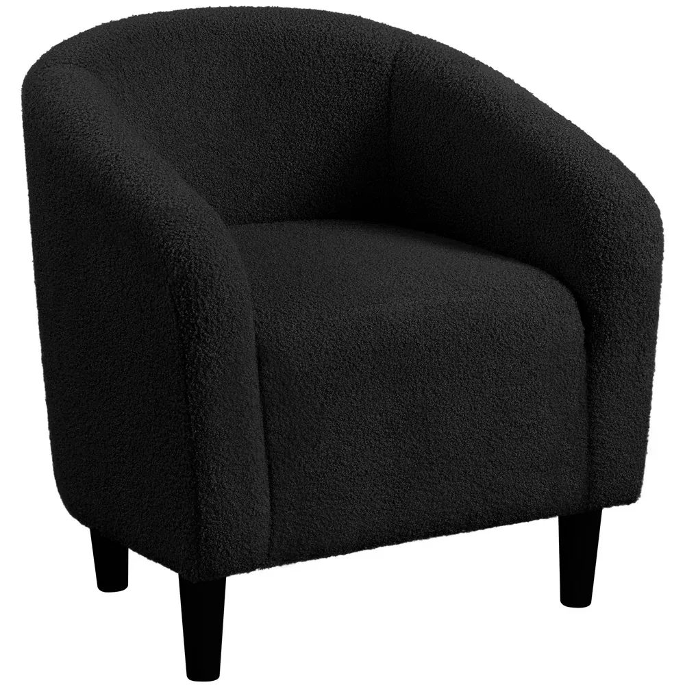 Decorotika Upholstered Solid Wood Barrel Accent Club Chair - Black
