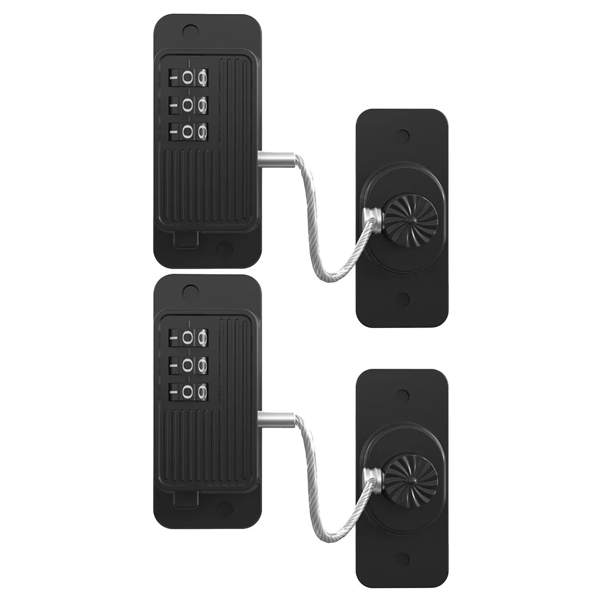 2PCs Coded Child Safety Refrigerator Door Cabinet Window Lock - Black