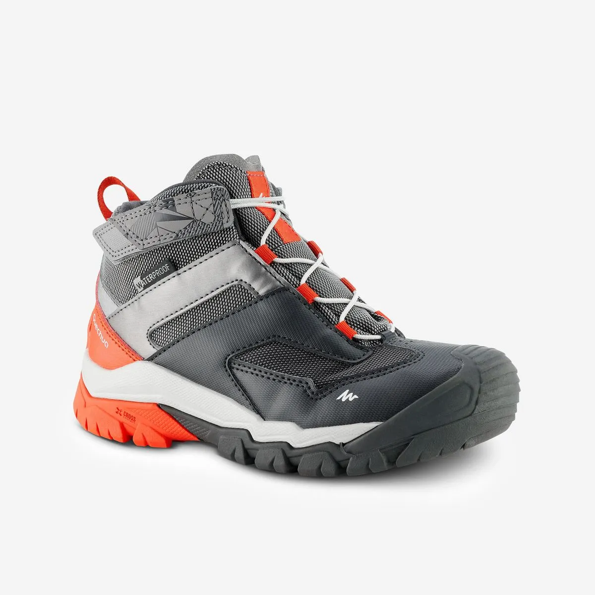 Quechua Kids Waterproof Hiking Shoes - Crossrock Mid - Grey