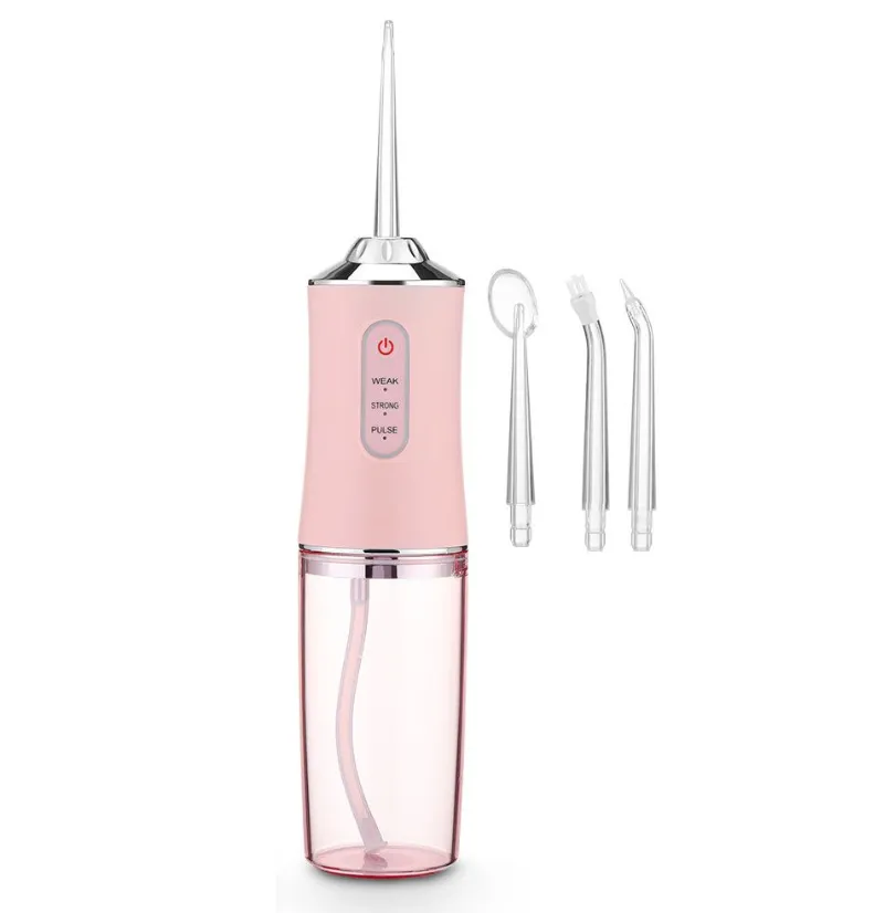 MDHL 6886 Cordless Electric Water Flosser - 3 Modes, 4 Jet Tips, 220ml Tank - Pink