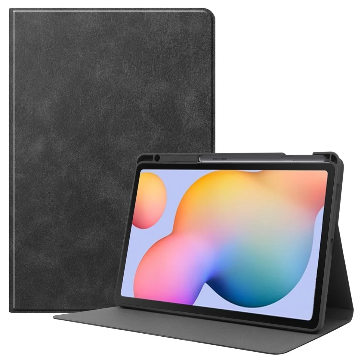 Leather-textured Protective Case compatible with Galaxy Tab S6 Lite 10.4" - Black