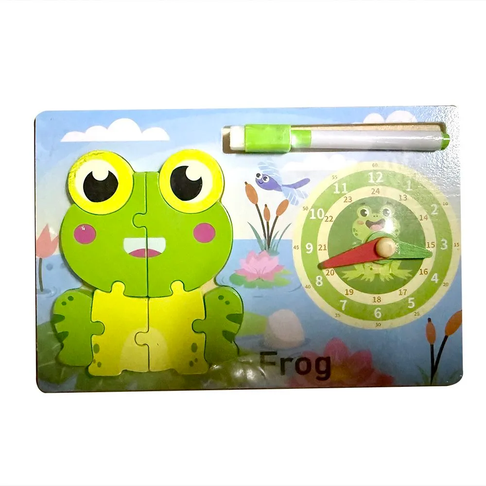 Three-in-one clock, cognitive drawing board, puzzle