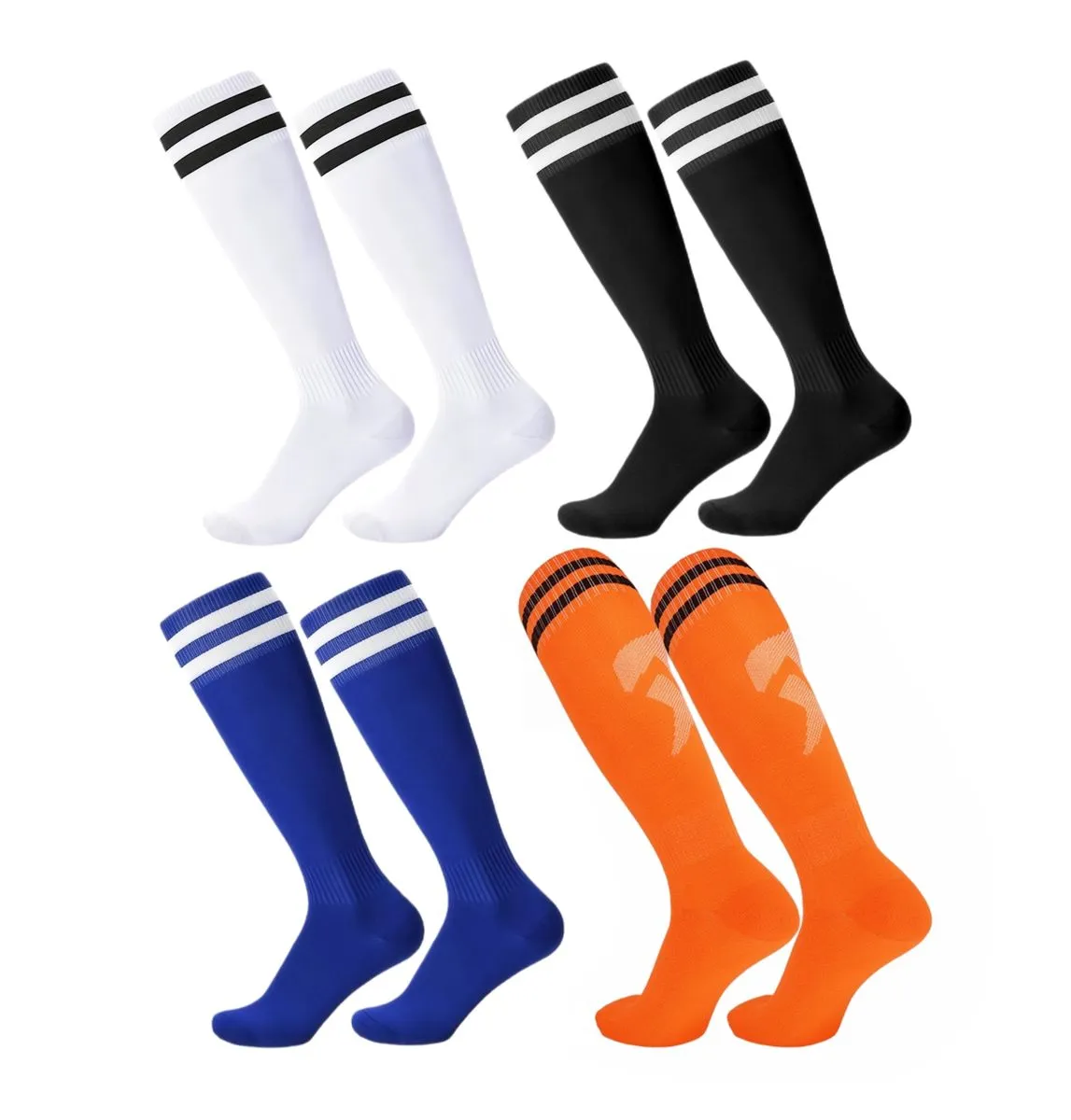 4 Pairs Thin Breathable Kids Football Socks - Long Summer Sports Socks,M