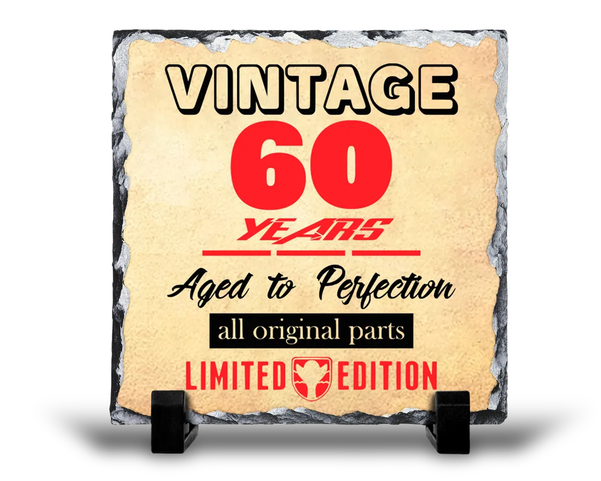 Vintage 60 Years 60th Birthday Gift Rock Slate