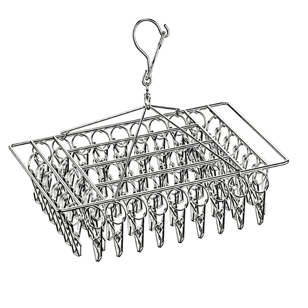 Sock Hangers with Clips Laundry Drying Rack Hanger Stainless Steel 60 Clips
